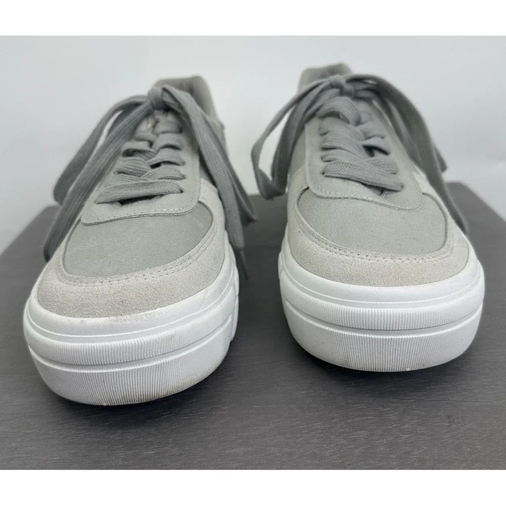 Blowfish Malibu Gray Suede Low Top Platform Sneakers Silver Croc Shoe Womens 8.5